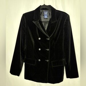 GAP Blazer Double-Breasted Black Velvet Cotton Size 6